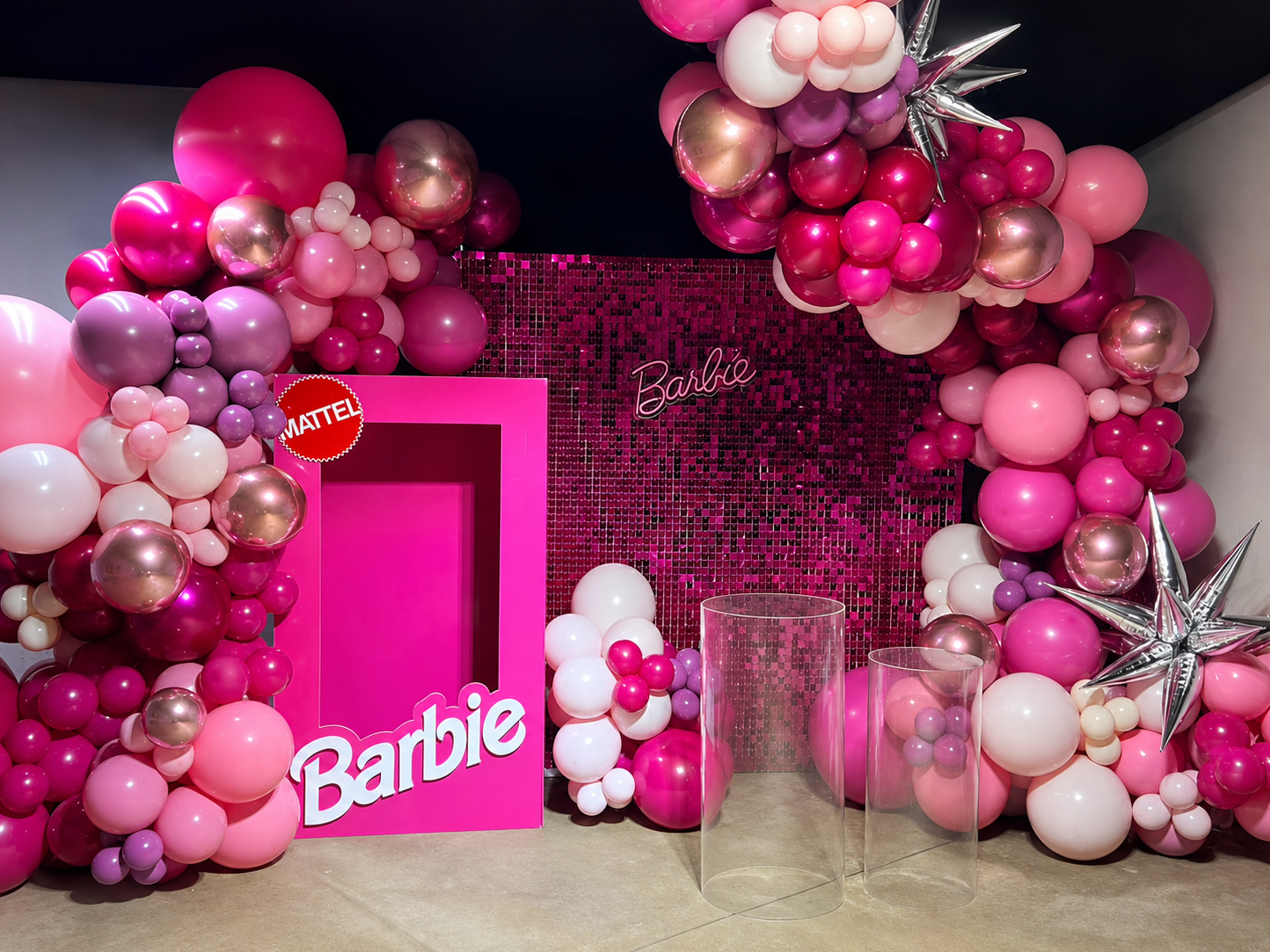 Pink balloon and party styling installation by Party Village AU