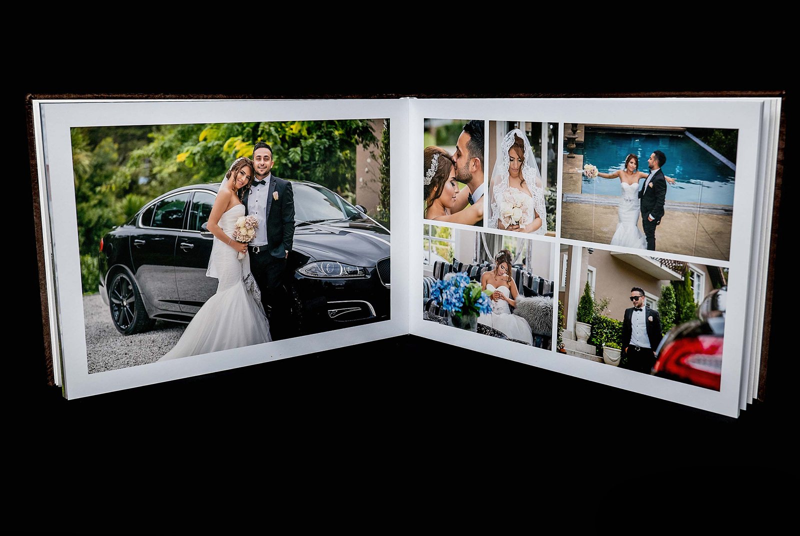 Open flush-mount wedding album printed by HAP FILM for couples in Sydney NSW and Auckland